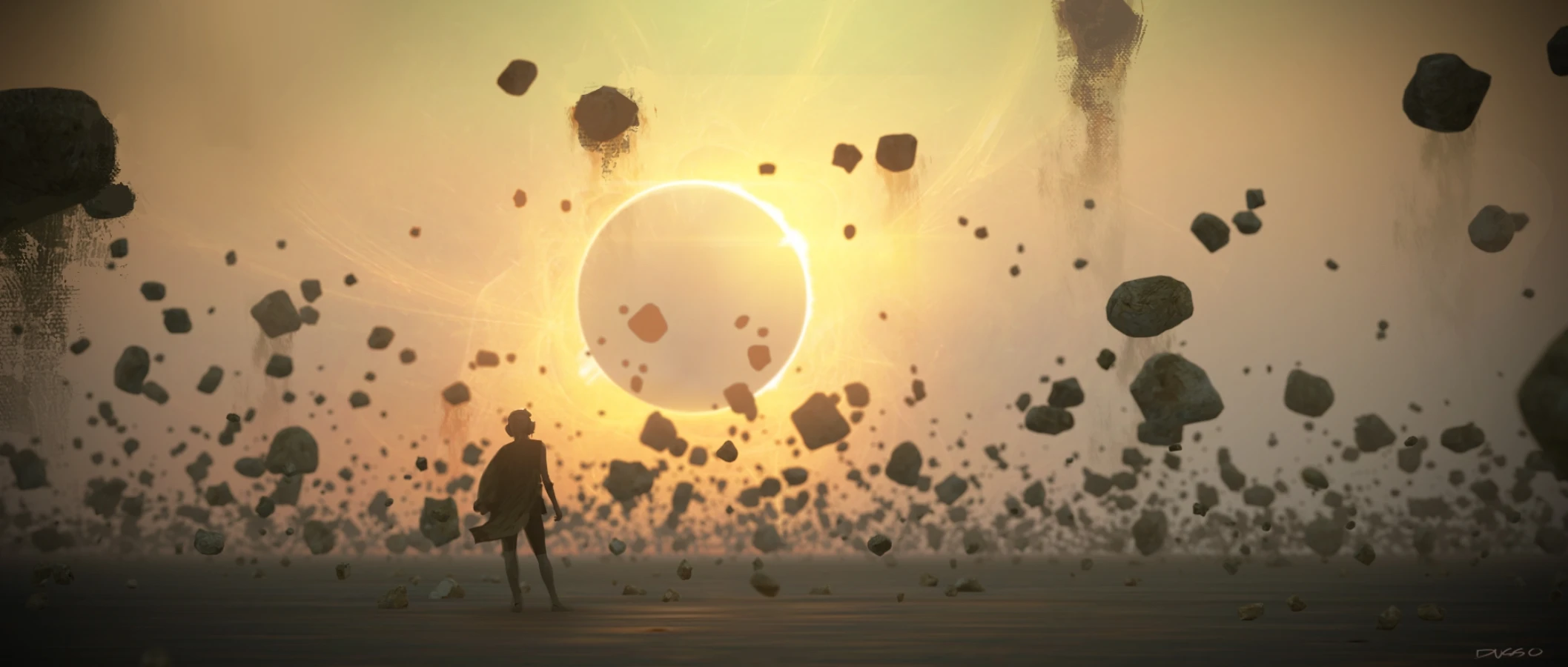 Dusso's concept art : rocks levitation