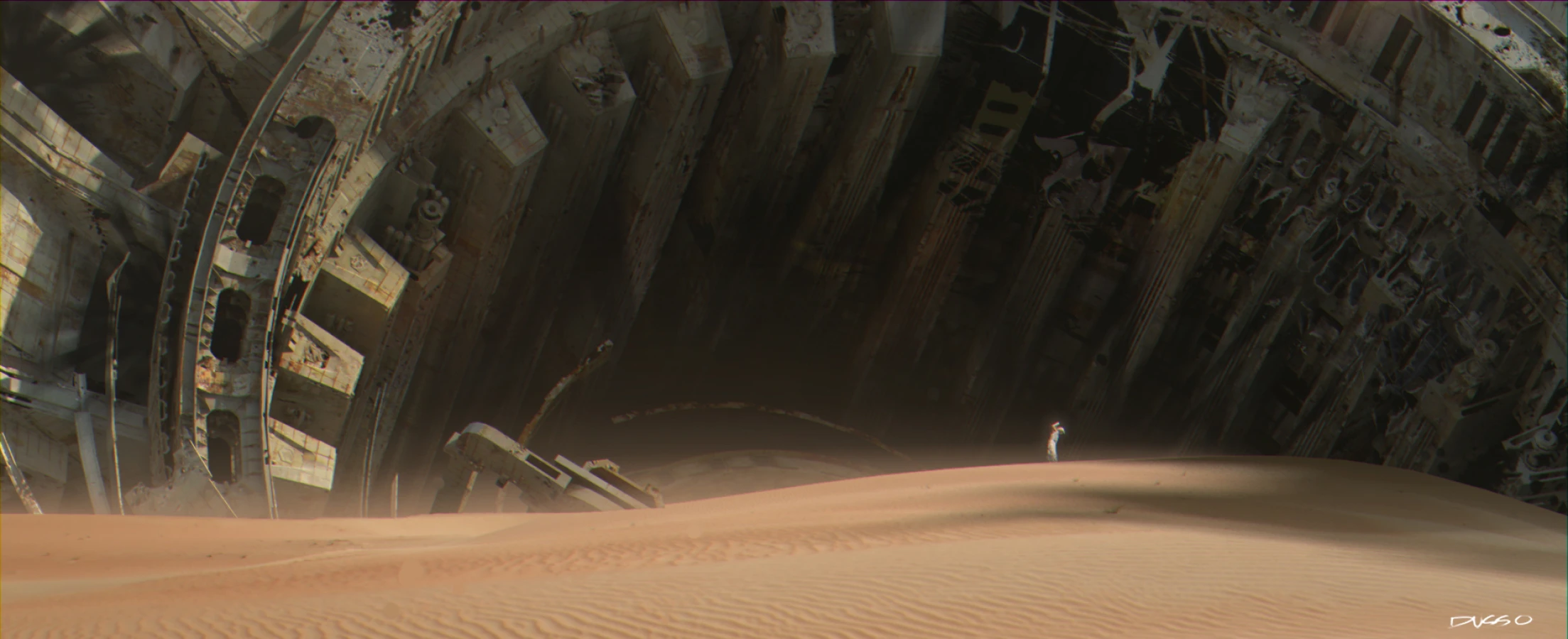 Dusso's concept art : Star wars mothership crashed in desert