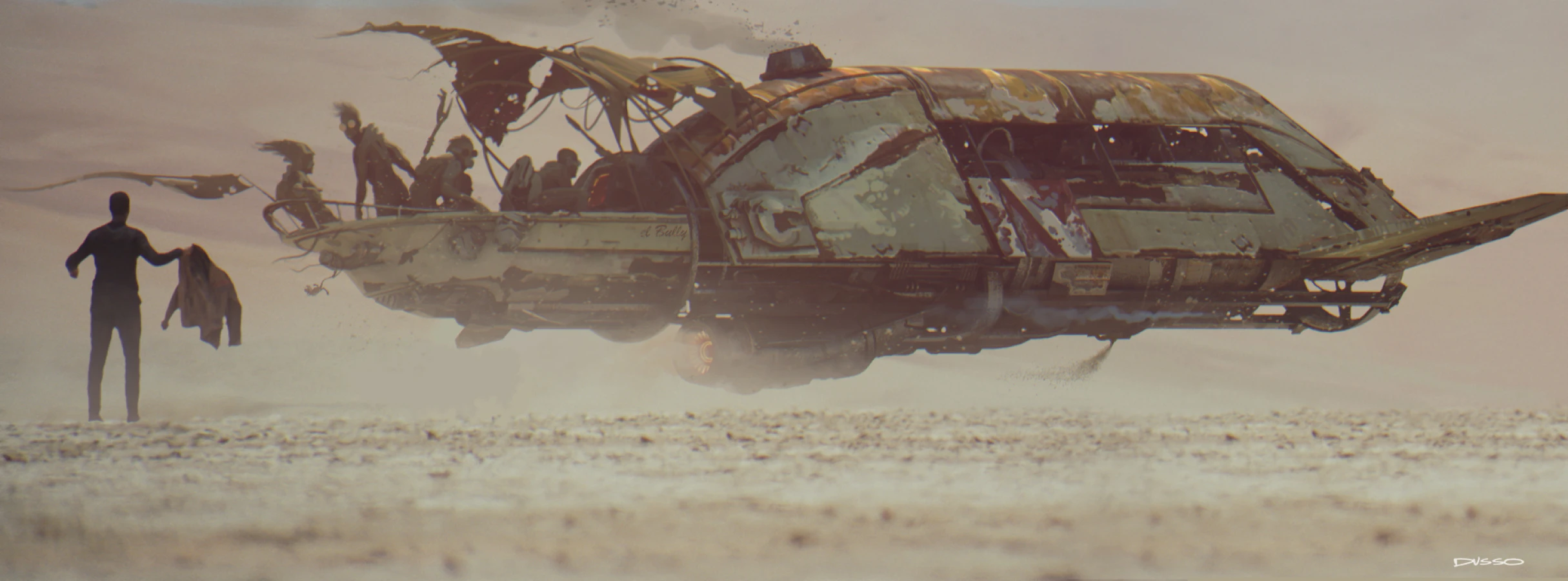 Dusso's concept art : spaceship in desert Star Wars