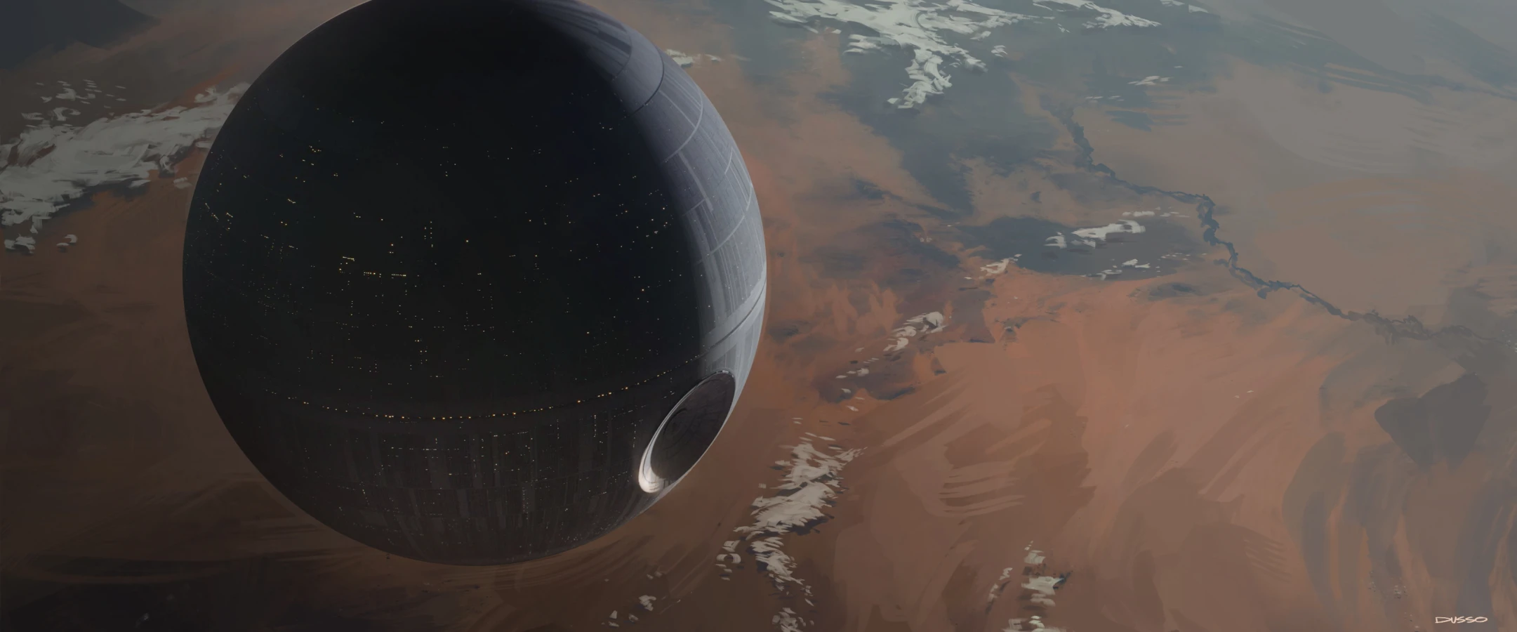 Dusso's concept art of the Death star in Star Wars