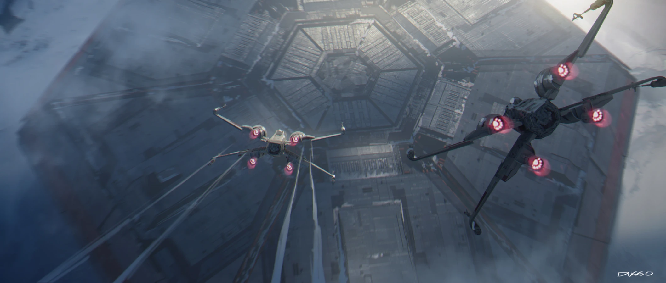 Star Wars spaceship fighter concept art by Dusso