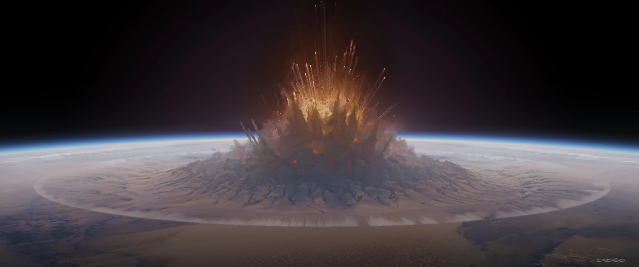 Explosion concept art by Dusso