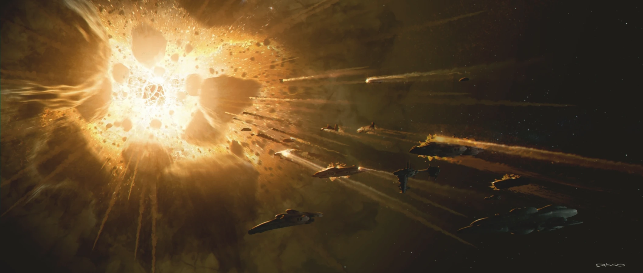 Star Wars fleet asteroid concept art by Dusso