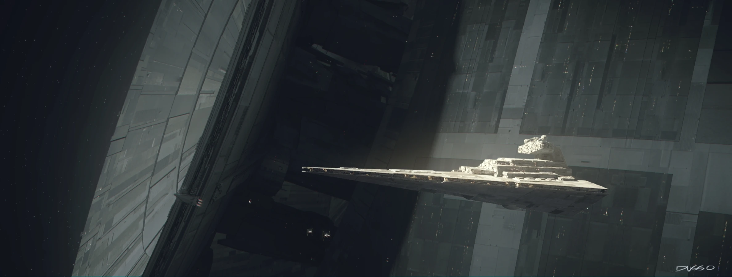 Star Wars spaceship destroyer base concept art by Dusso