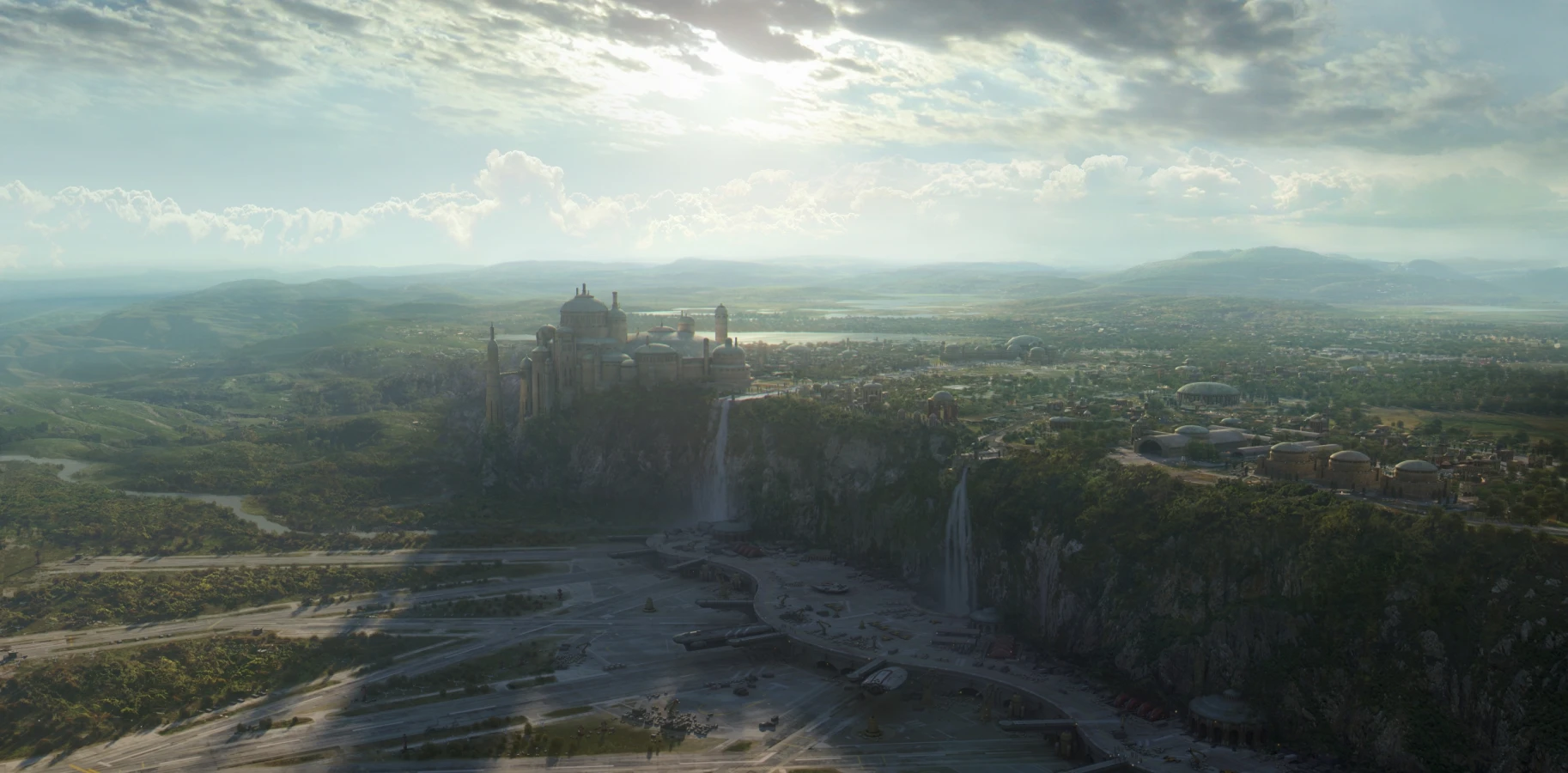Castle forest digital matte painting by Dusso