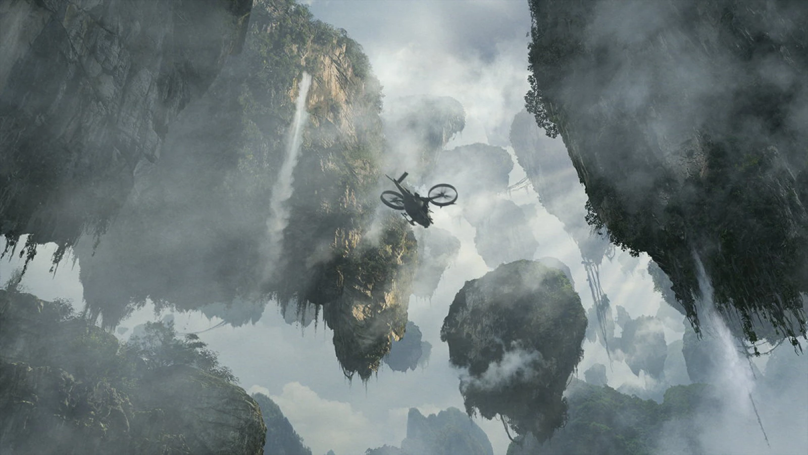 Spaceship mountain digital matte painting by Dusso