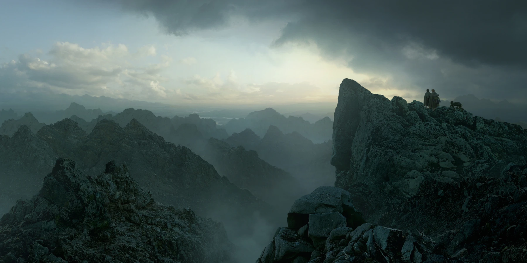 Hobbit in mountain Lord of the Ring digital matte painting by Dusso
