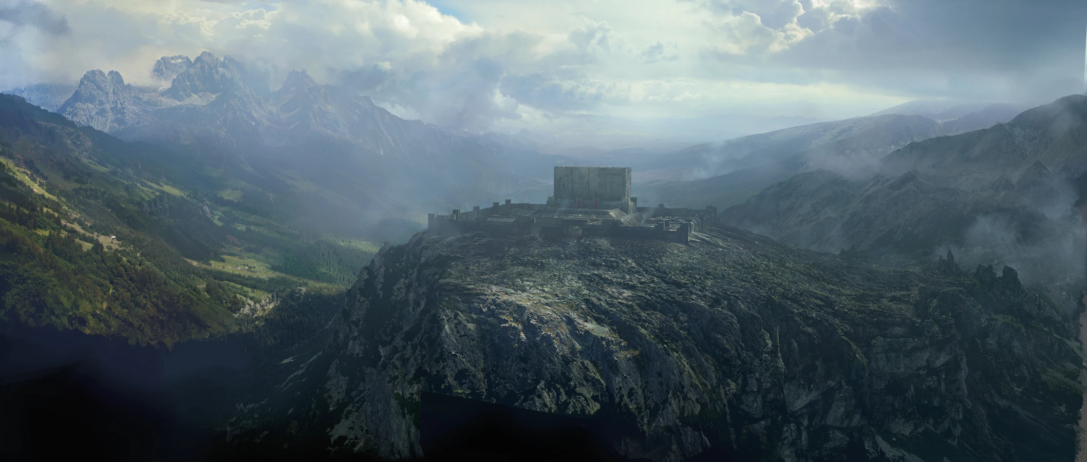 Base top mountain digital matte painting by Dusso