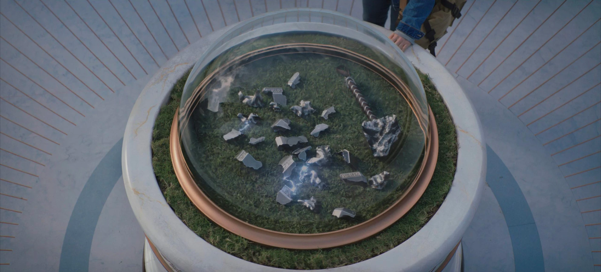 Thor: Love And Thunder Thor's broken sword under glass dome Raynault vfx