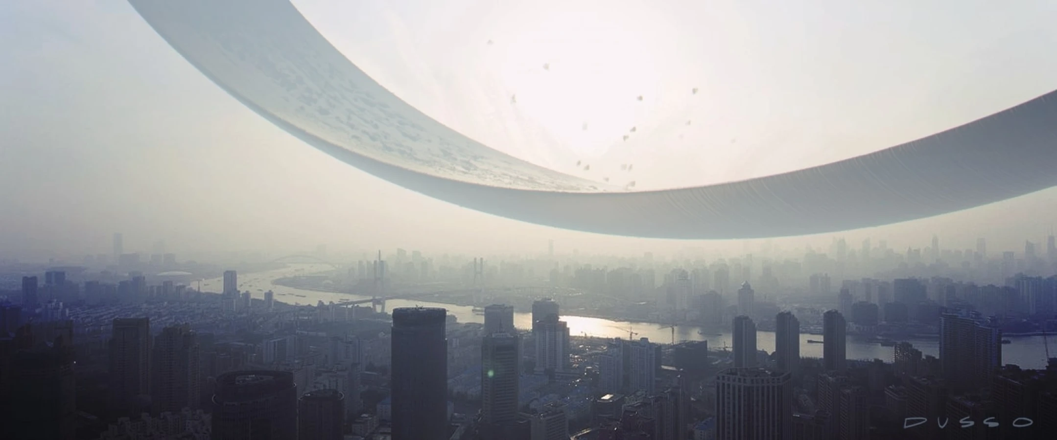  Arc ring spaceship above city from Raynault vfx 
