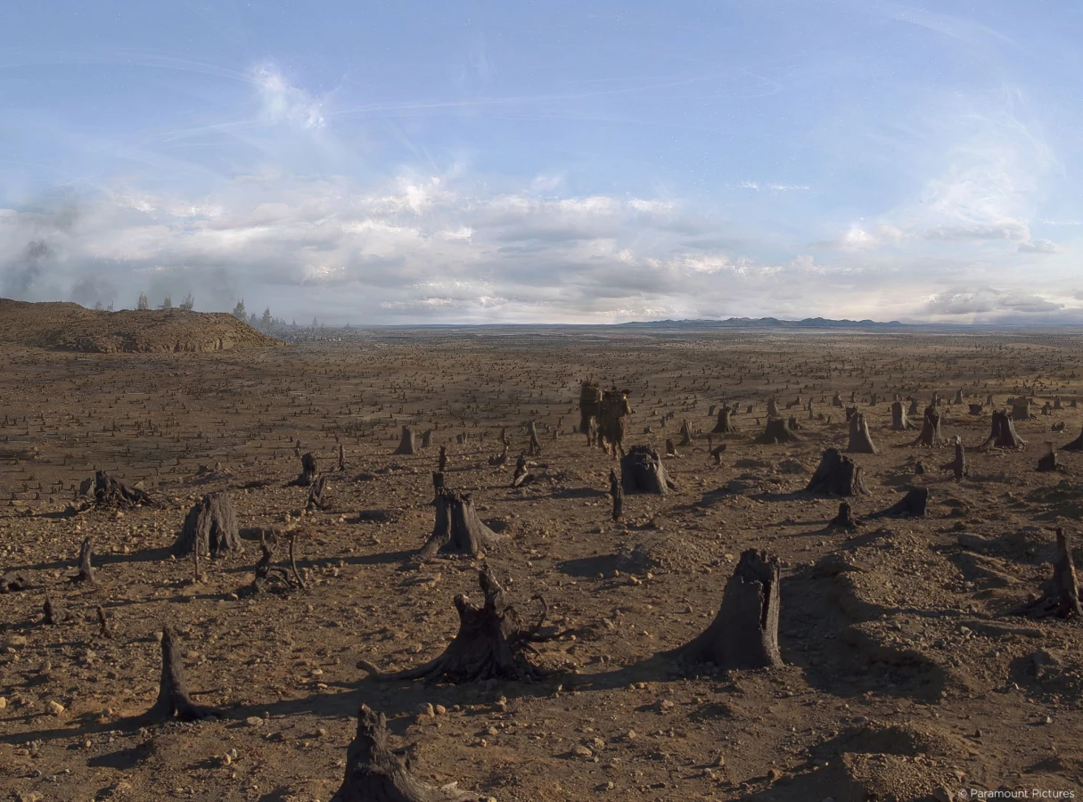  Noah landscape view with cut tree trunks from Raynault vfx 