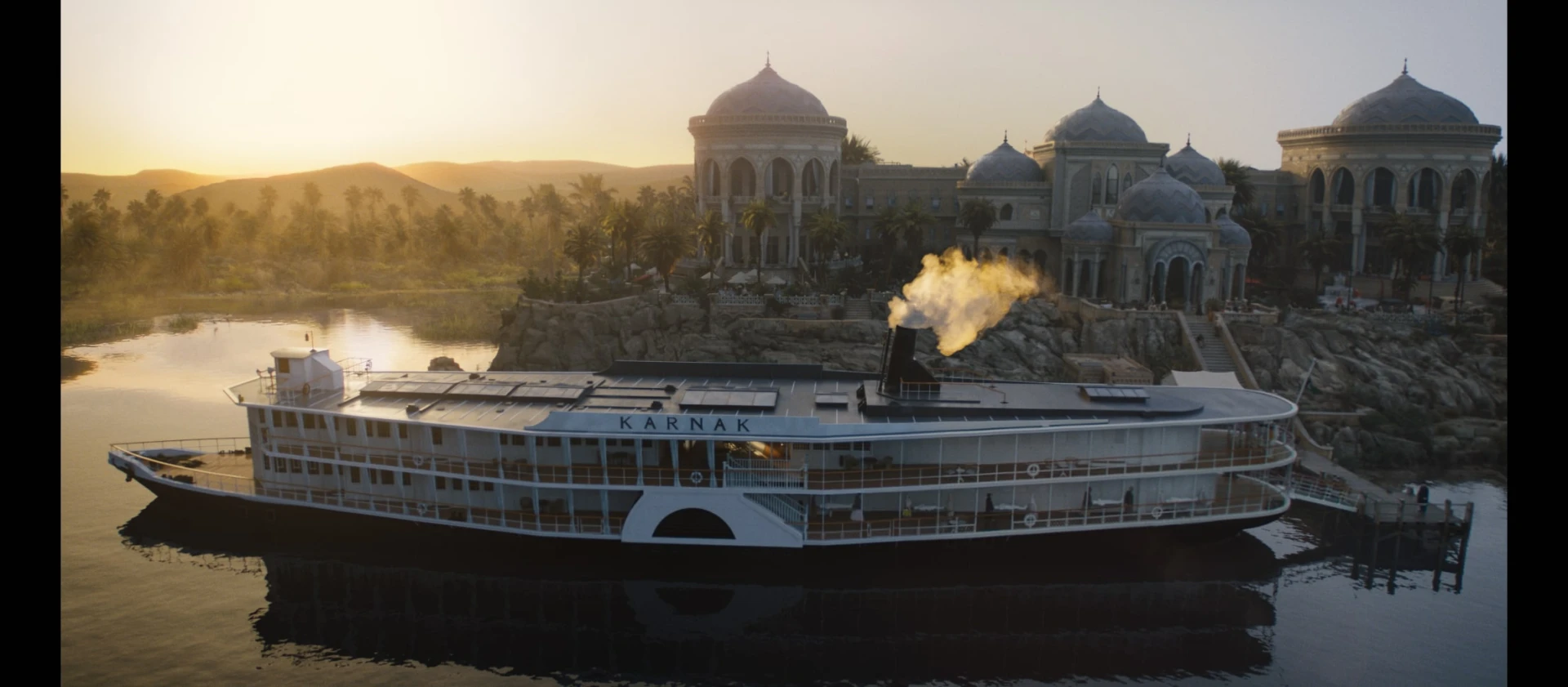 Death on the Nile boat view after Raynault vfx work